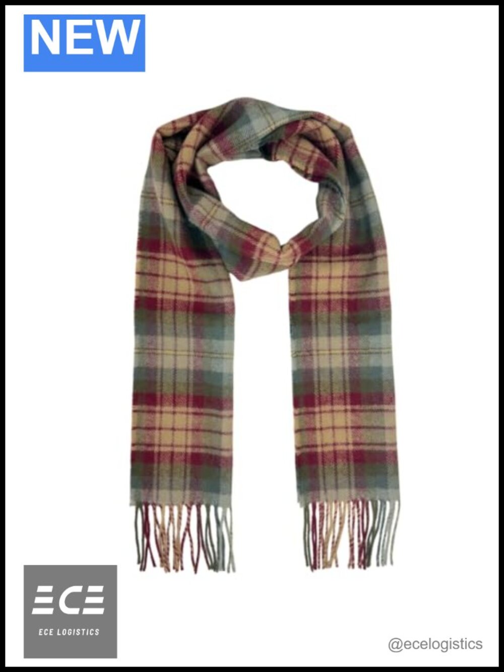 100% Lambswool Tartan Plaid Scarf Scottish Made in Scotland